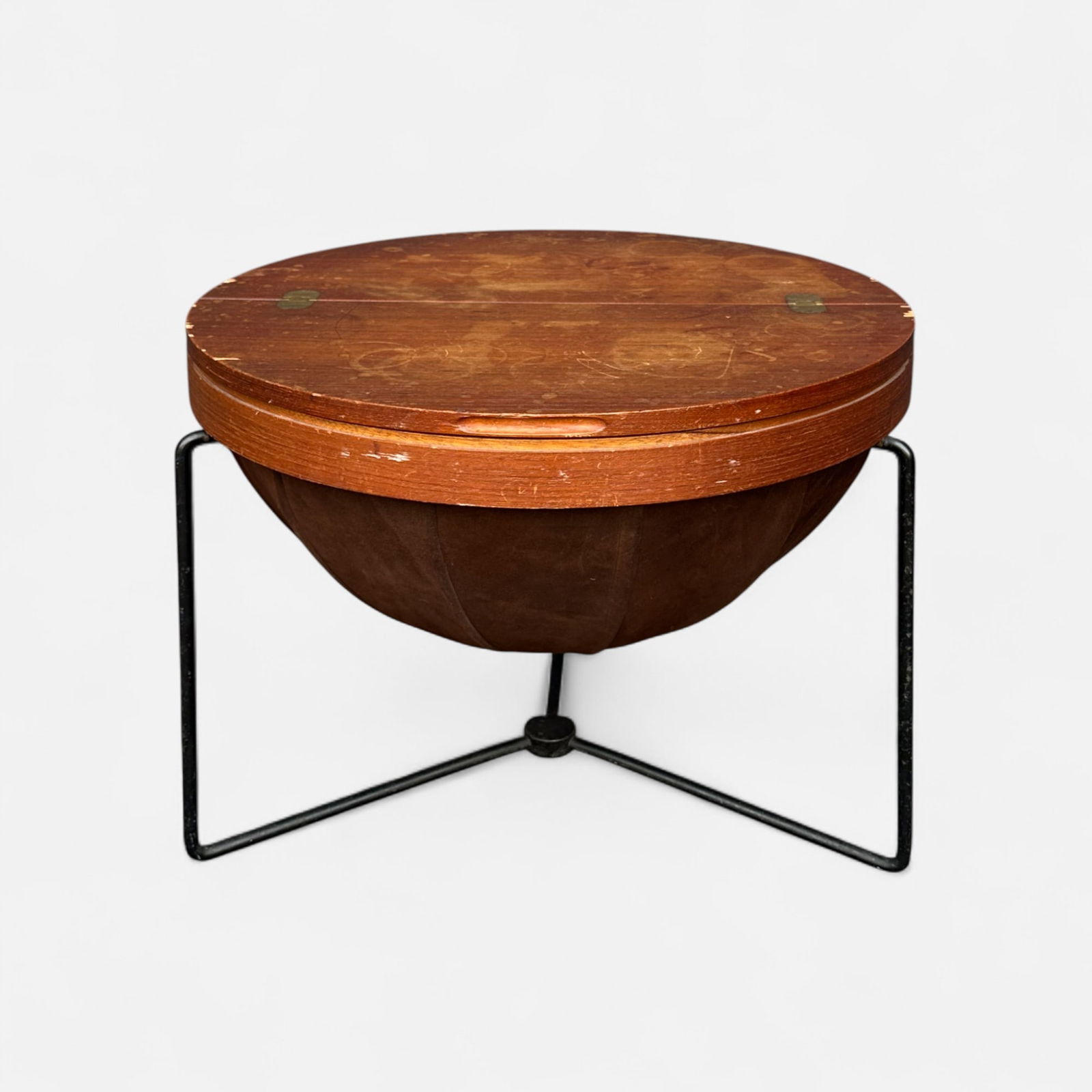 Rastad & Relling for Rasmus Solberg Norweigan Modern MCM Teak & Leather Sewing Table (1 of 12)