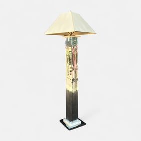 1970s MCM Modernist Skyscraper Chrome Metal Floor Lamp