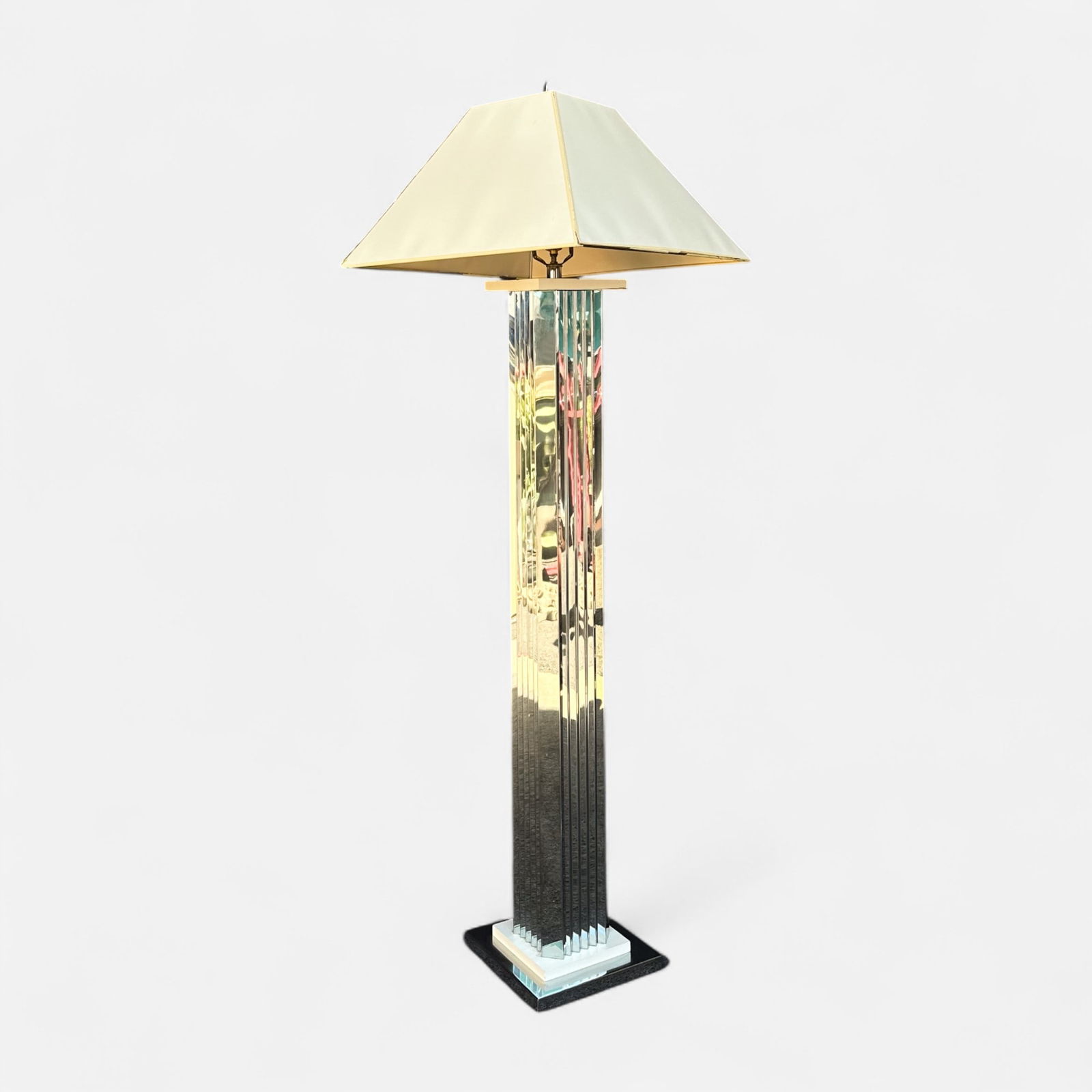 1970s MCM Modernist Skyscraper Chrome Metal Floor Lamp (1 of 7)