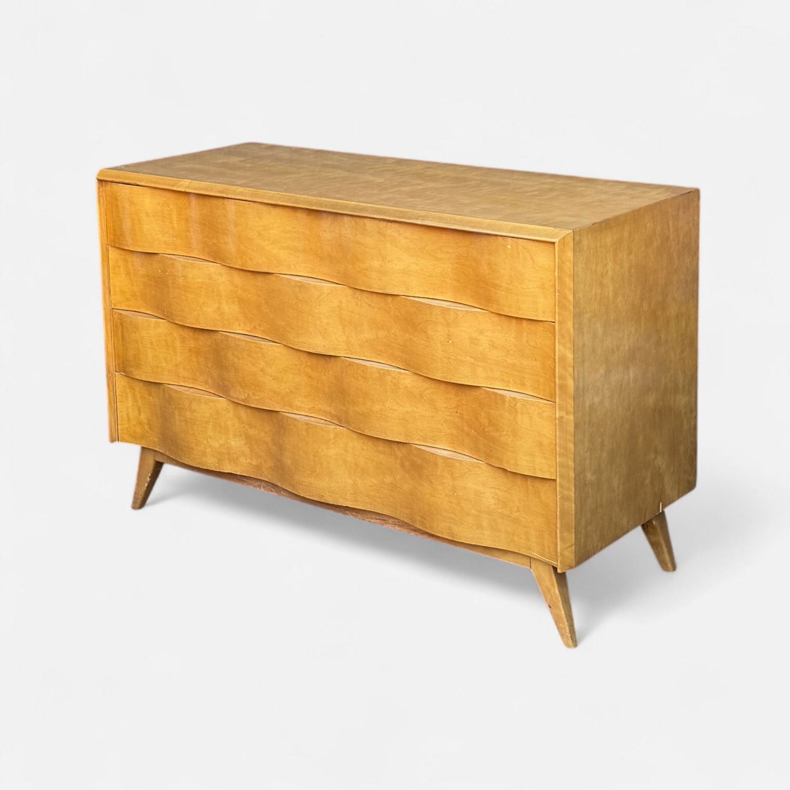 Edmund J. Spence MCM Birch Wood Wavefront 4-Drawer Low Boy Dresser #2 (1 of 8)