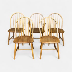 Set of Five Ole Jorgensen for Nordisk Andels-Eksport Danish Modern Windsor Style Chairs
