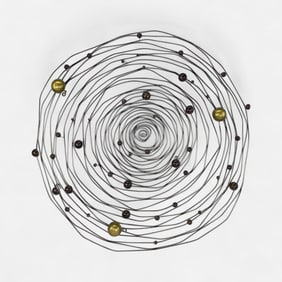 Brutalist MCM Brass & Metal Outer Space Galaxy Round Wall Sculpture