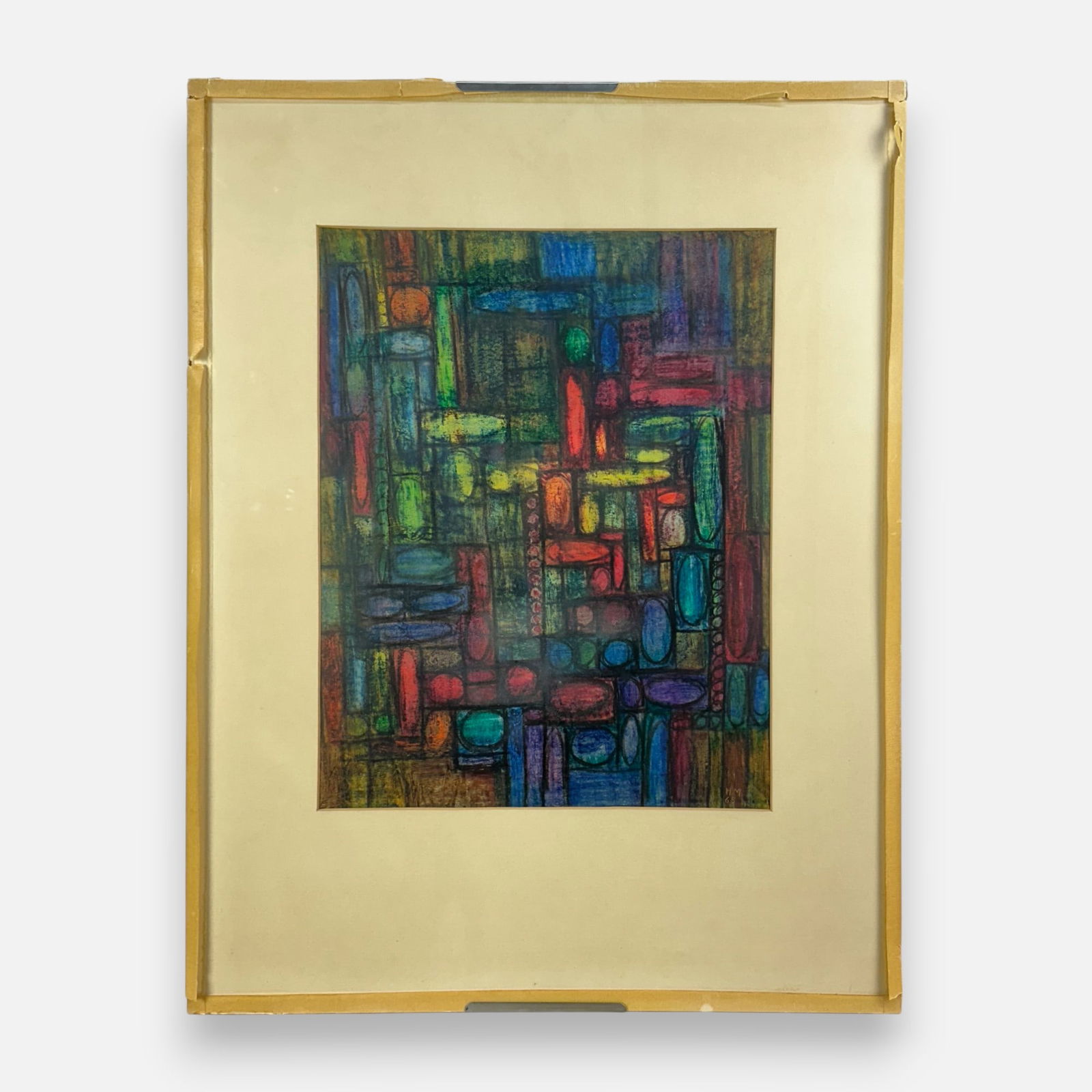 HM "Mosaik" 1968 Geometric Modernist Mixed Media Painting (1 of 6)