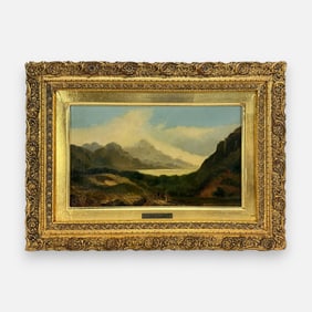 Henry Williams Antique 19thC Landscape Oil on Canvas Framed Painting