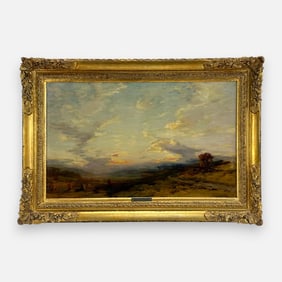 James Campbell Noble Antique Landscape Oil on Canvas Painting Framed