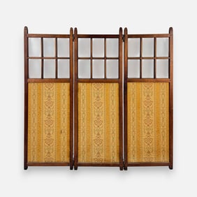 Antique Carved Mahogany Miniature Room Divider Screen