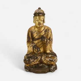 Antique Gilt Wood Seated Buddha Figure