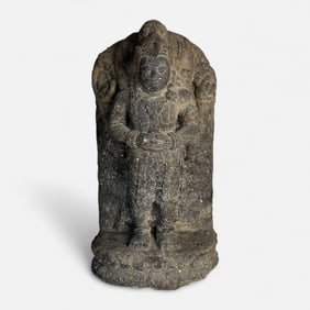 Large Antique Carved Stone South Indian East Asian Hindu Standing Figure