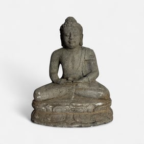 Antique Southeast Asian Seated Buddha Garden Sculpture