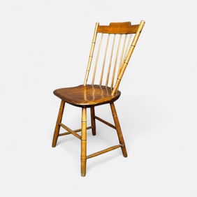 Antique American Carved Maple Faux Bamboo Side Chair