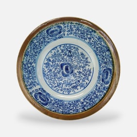 Chinese Blue & White Batavian Porcelain/Pottery Wash Bowl