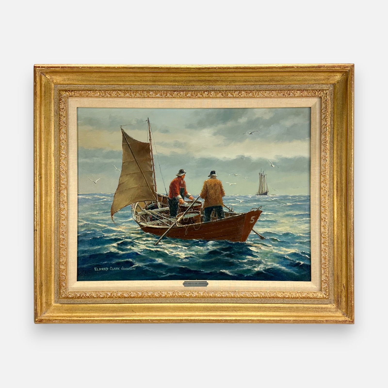 Eldred Clark Johnson Nautical Oil on Canvas Painting Framed (1 of 6)