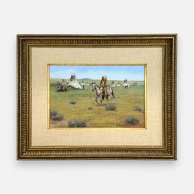 William Steve Seltzer Western Native American Oil on Masonite Painting Framed