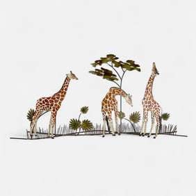 BovAno Giraffe Copper Enamel Wall Sculpture