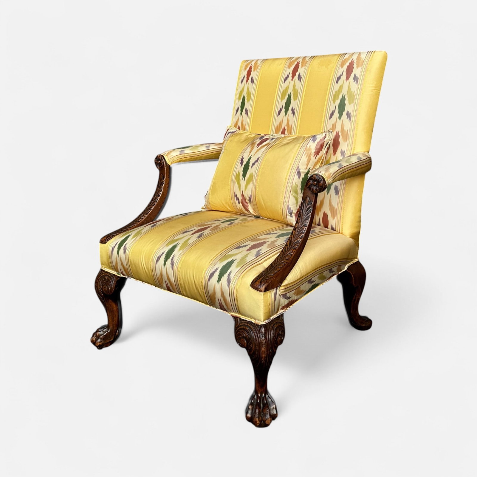Antique 19thC Mahogany Lolling Armchair: Ca. late 18th to early 19thC. Good age-appropriate condition.For shipping, we highly recommend Donald Camden at UPS Store 4608. Alternatively, reach out to one of our preferred shippers listed at the