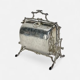 Antique English Mappin Brothers Silver Plate Biscuit Box