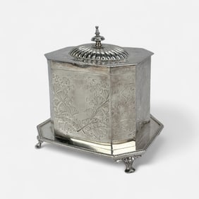 Antique English Benetfink & Co Silver Plate Tea Caddy