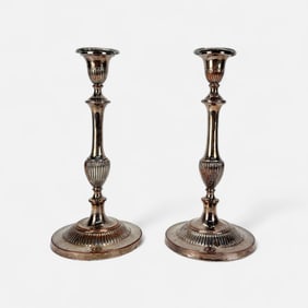 Pair Antique Silver Plate Candlesticks