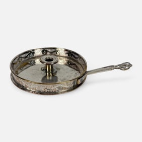 English Pierced Silver Plate Chamberstick