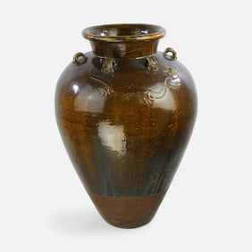 Large Chinese Martaban Stoneware Floor Vase Urn