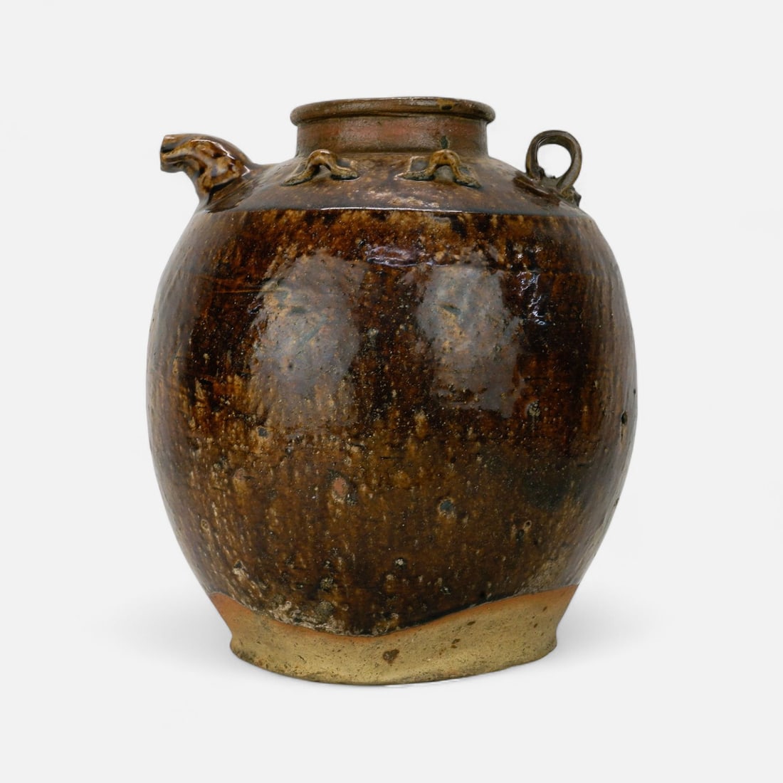 Antique Chinese Martaban Water Pouring Jug w/Spout: Good overall condition, with age-appropriate surface wear. No significant chips, cracks, or repairs. For shipping, we highly recommend Donald Camden at UPS Store 4608. Alternatively, reach out to one 