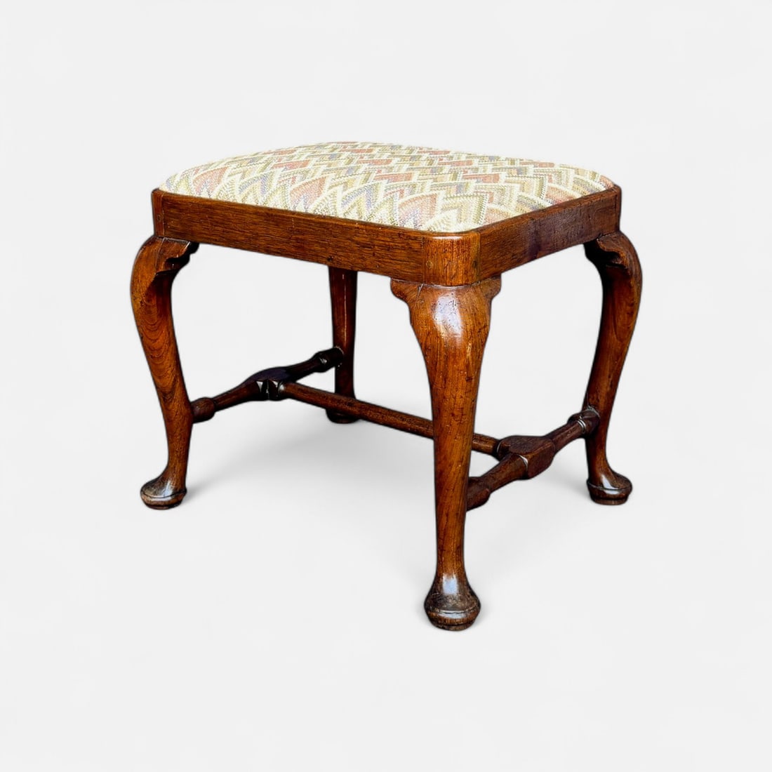 Antique 18thC Queen Anne Walnut Stool (1 of 12)