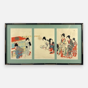 Toyohara Chikanobu Japanese Edo Tokugawa Period Triptych