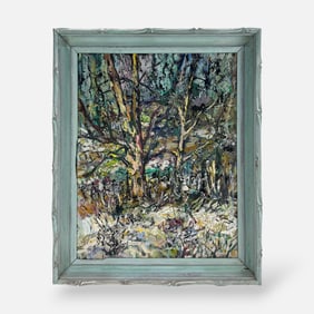Philip Gronemeyer Large Impressionist Forest Oil on Board Painting Framed