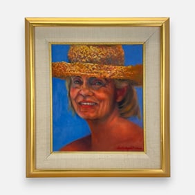 Ann Hartquist "Grand Cayman" Contemporary Portrait Oil on Canvas Painting Framed