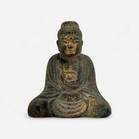 Japanese Seated Gilt Metal Buddha Sculpture