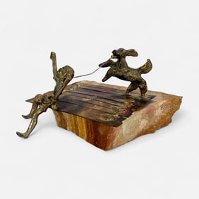 Bijan Bahar Bronze/Brass & Marble Sculpture
