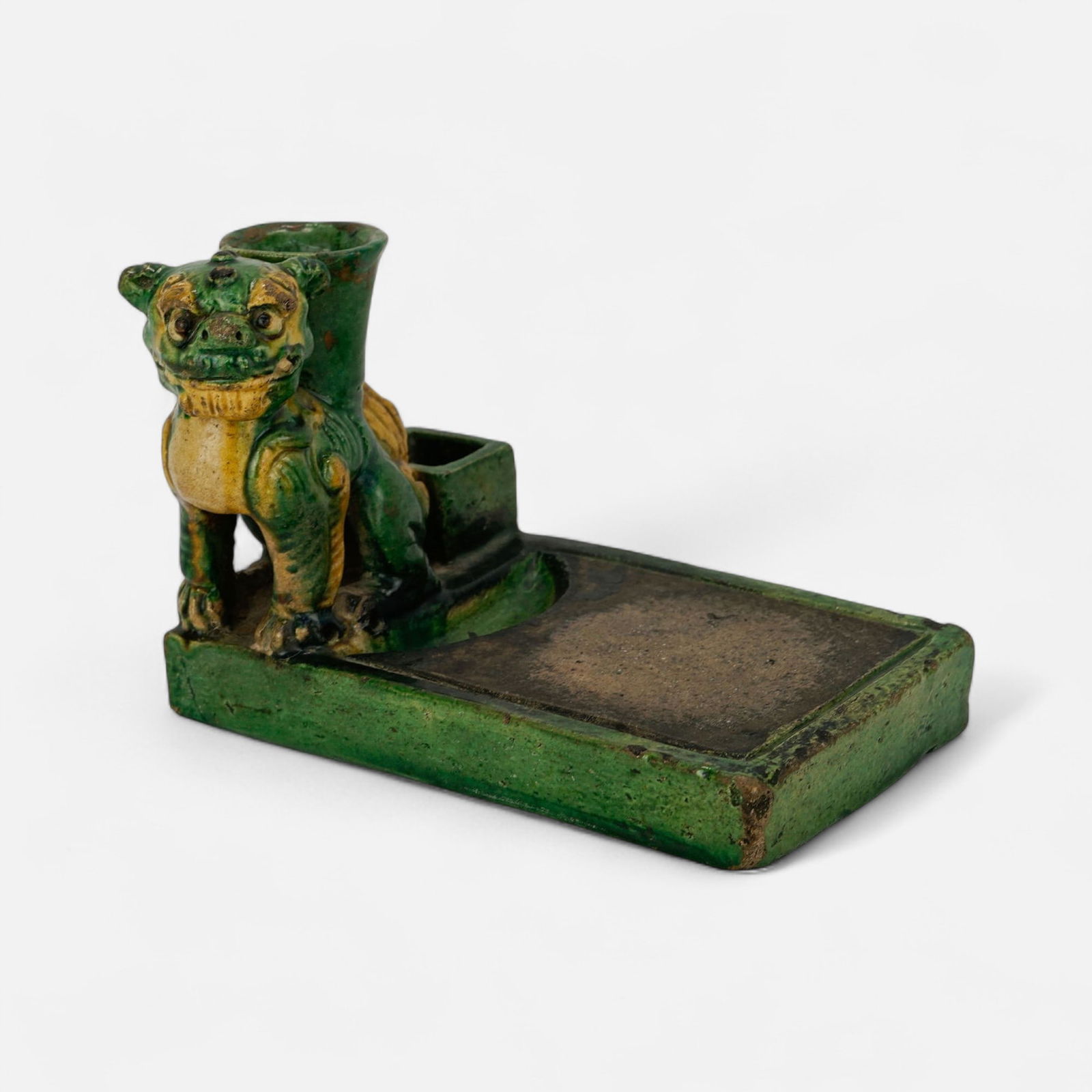 Antique Chinese Ming Sancai Pottery Foo Dog Ceramic w/ Inkstone (1 of 14)