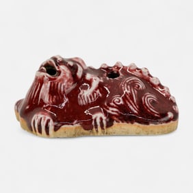 Antique Chinese Ceramic Ox Blood Foo Dog Glazed Porcelain Water Dropper