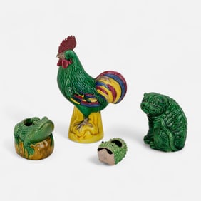 Group of Four Antique Chinese Sancai Pottery Animal Figurines