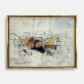 D. Kjellson 1959 Original Acrylic on Canvas Framed MCM Painting