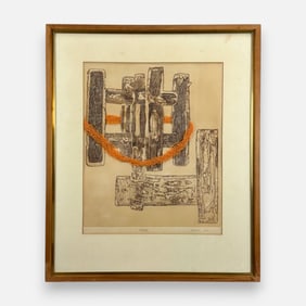 Marian Korn 3-D Lithograph Framed MCM Print