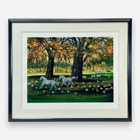 Hiro Yamagata "First Day of Fall" 1989 Huge Serigraph Framed Print