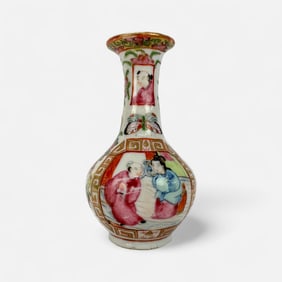 Antique Chinese Porcelain Miniature Rose Medallion Vase