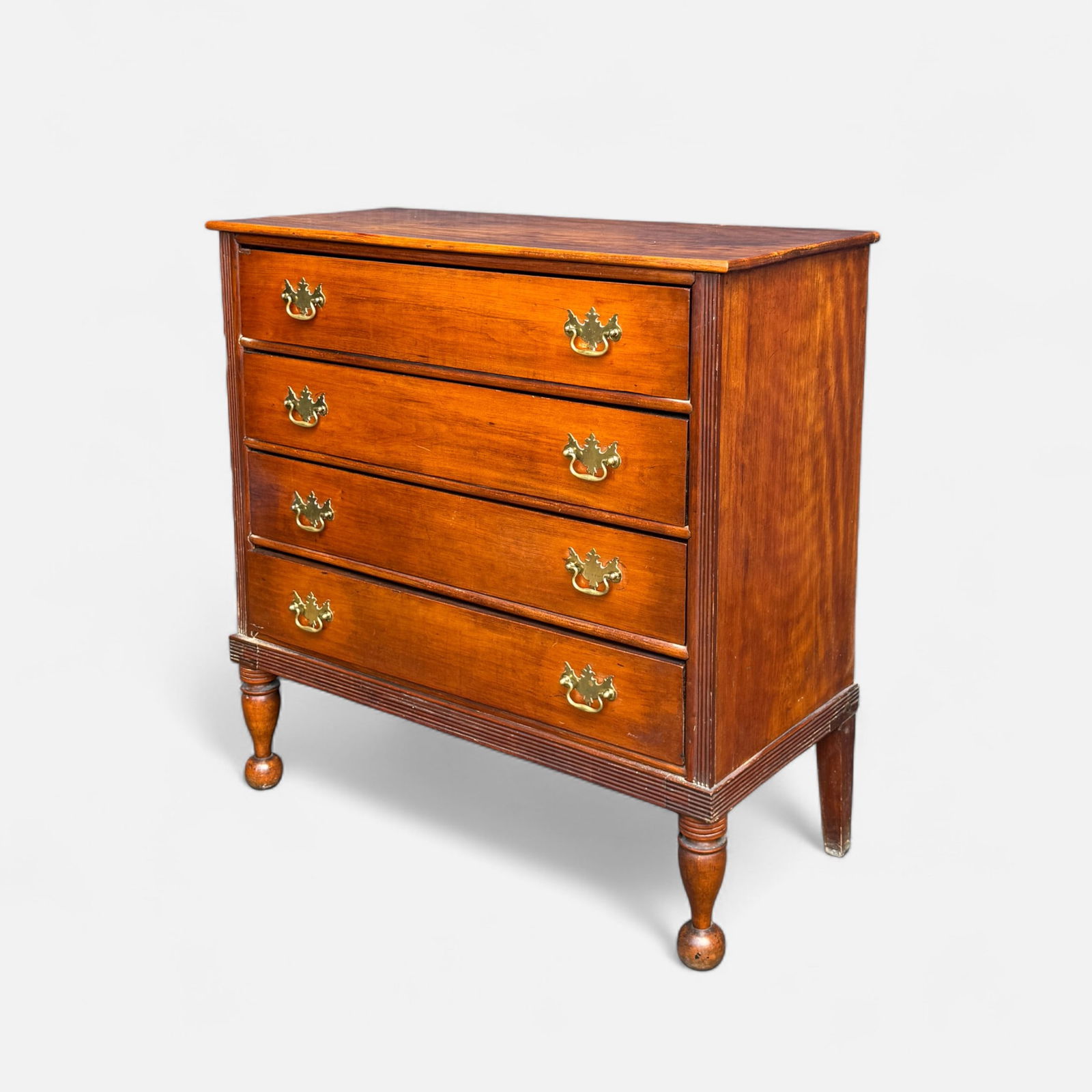 Antique 19thC Federal Four-Drawer Stained Pine Chest of Drawers (1 of 10)