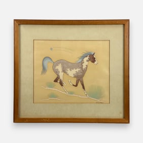 Harrison Begay Navajo Horse Gouache on Paper Painting Framed