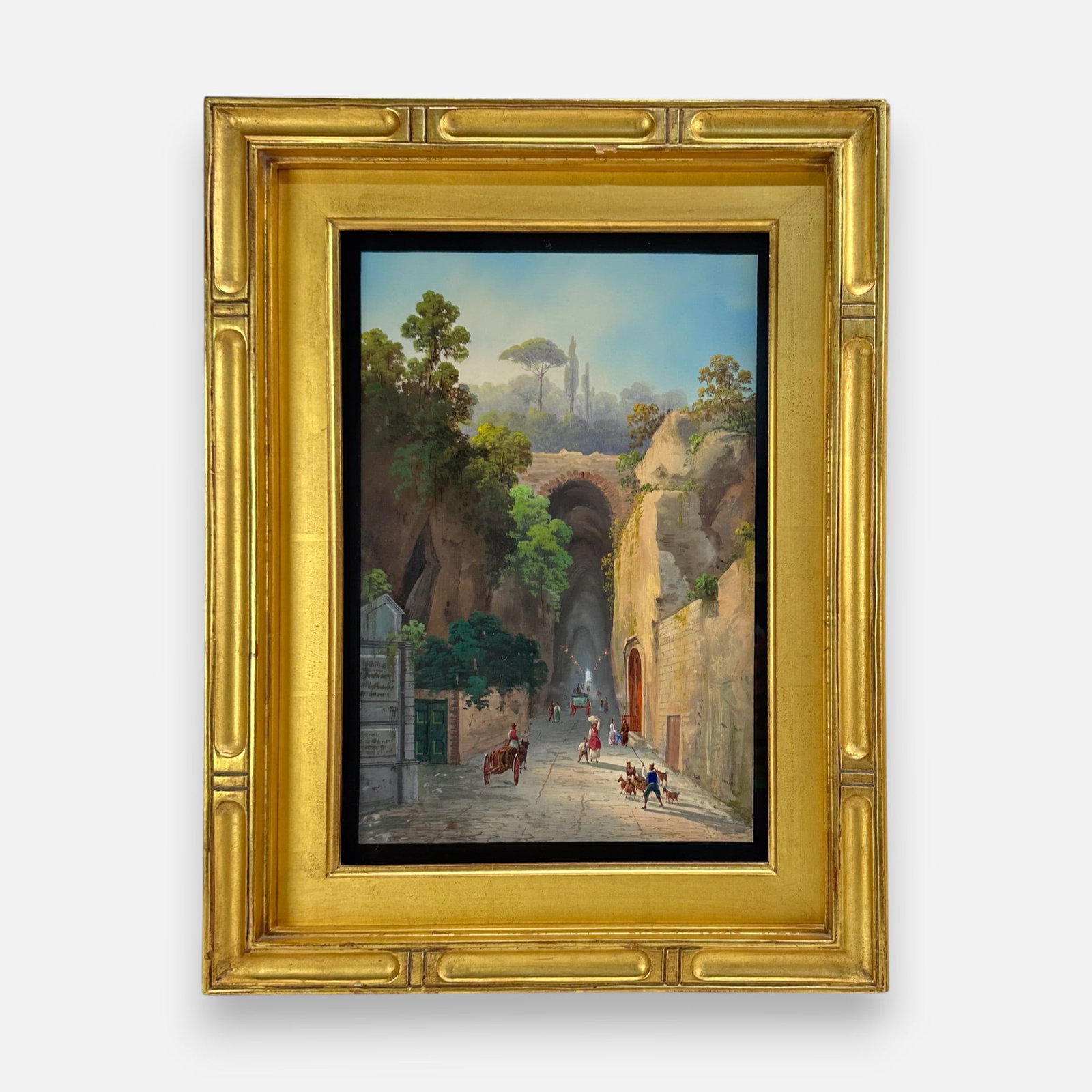 Gioacchino LaPira (Attr) "Grotta di Pozzuoli" Gouache on Paper Painting Framed (1 of 5)