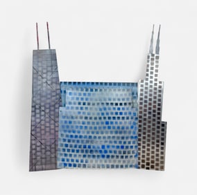 Bill Gian Skyscrapers Sheet Metal Painted Modernist Contemporary Steel Sculpture