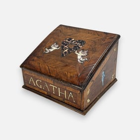 Antique Fancy Inlaid Wood Box