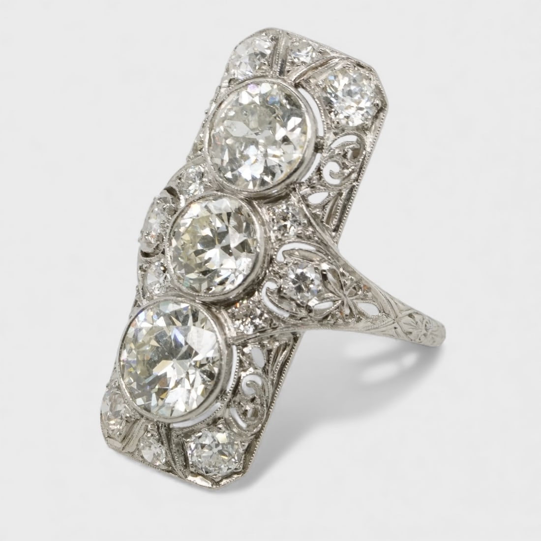 Fine Art Deco Platinum & Diamond Ladies Cocktail Dinner Ring Size 5.25 (1 of 6)