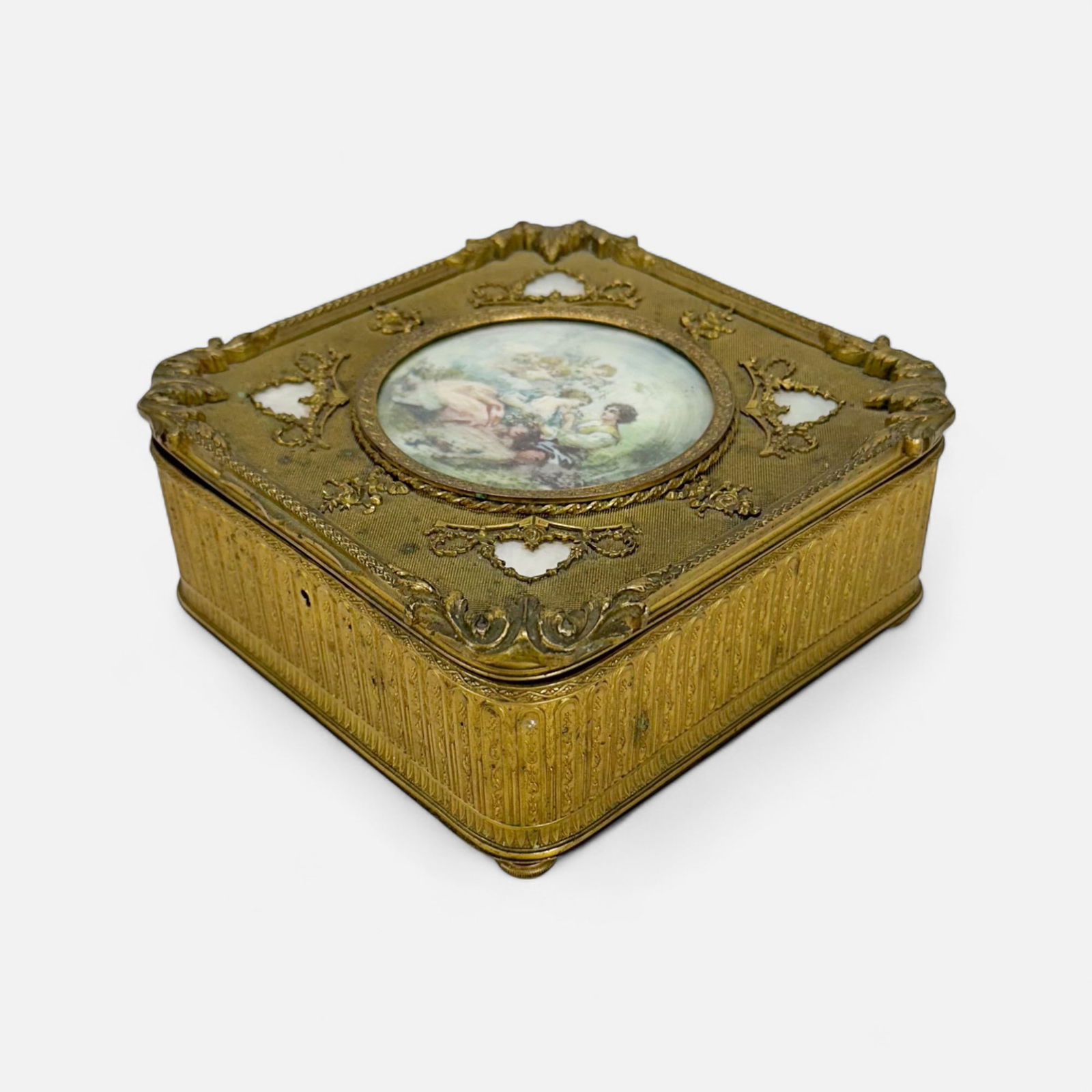 Antique French Gilt Brass Box w/Miniature Painting (1 of 13)