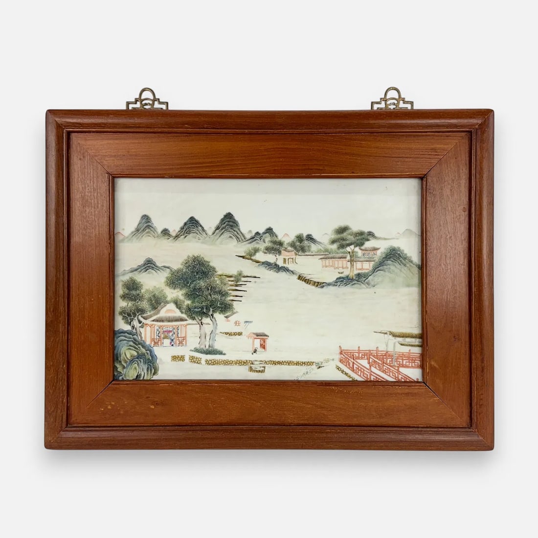 Antique Chinese Qing Famille Rose Framed Porcelain Plaque (1 of 6)