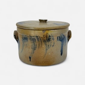 Antique Baltimore Maryland Stoneware Cake Crock w/Lid