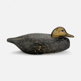 Wildfowler Black Duck Carved and Painted Wood Decoy