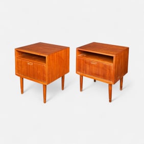 Pair Arne Vodder for Falster Danish Modern MCM Teak Nightstands