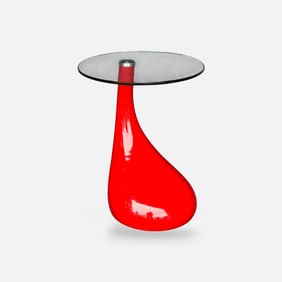 Postmodern Style Raindrop Glass Top Accent Table